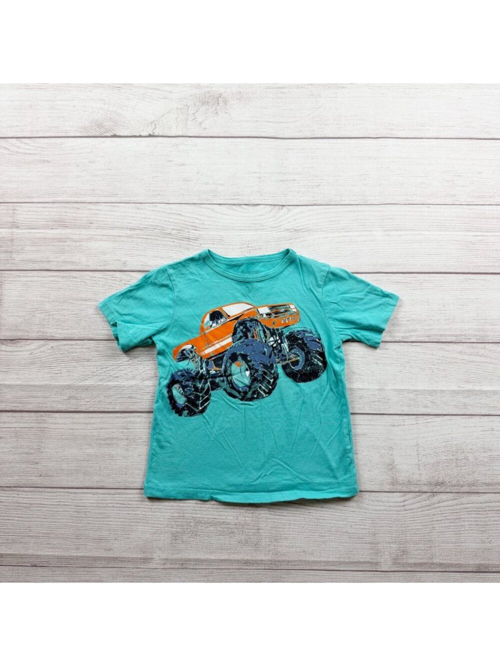 The Children’s Place Monster Truck Graphic Tee Aqua Short Sleeve 4T